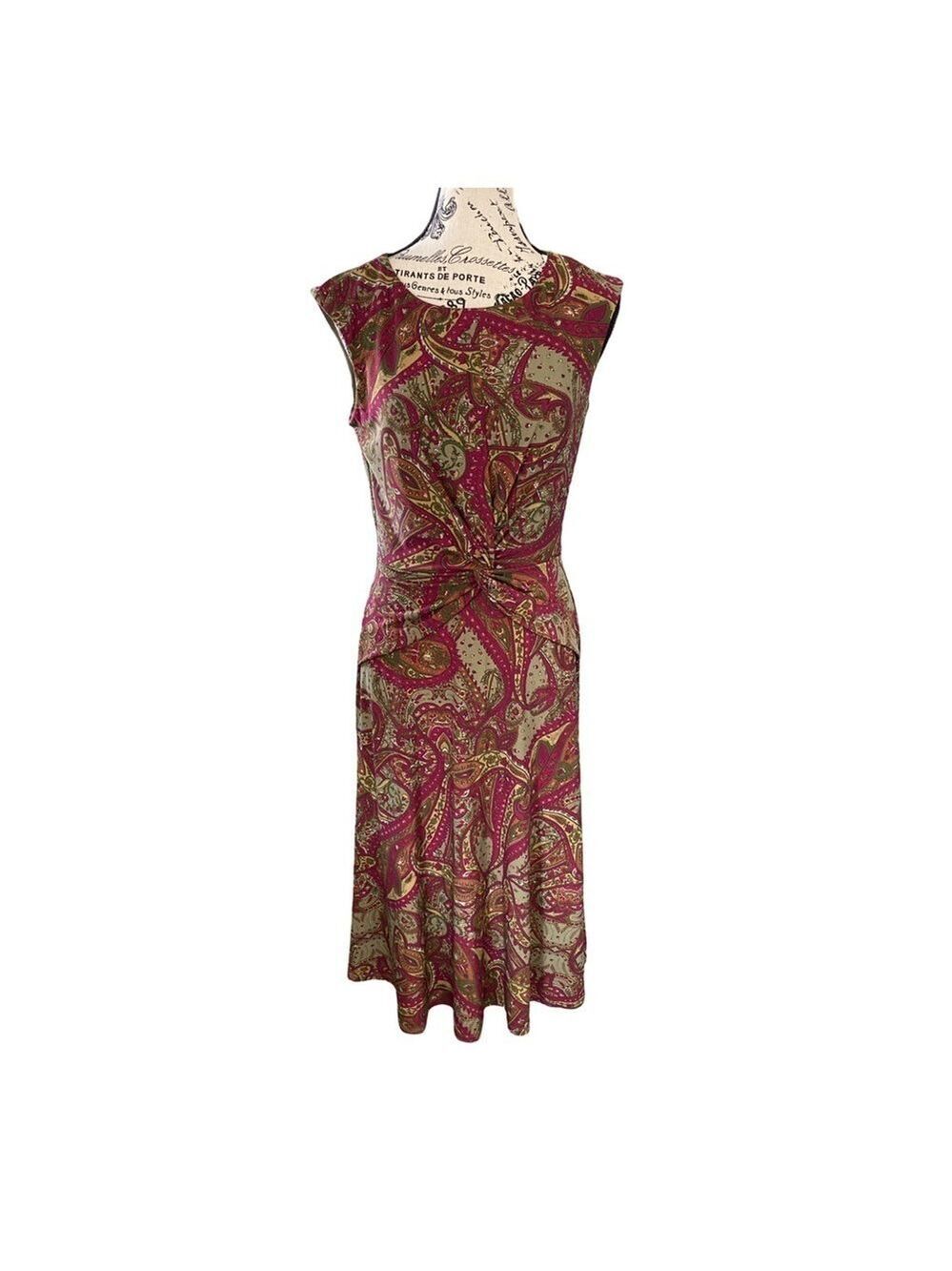 Lauren Ralph Lauren Paisley Twist Front Jersey Dress NWT Size 4